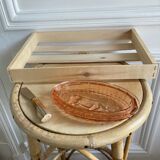 Beurrier coupelle vaches en verre rose France