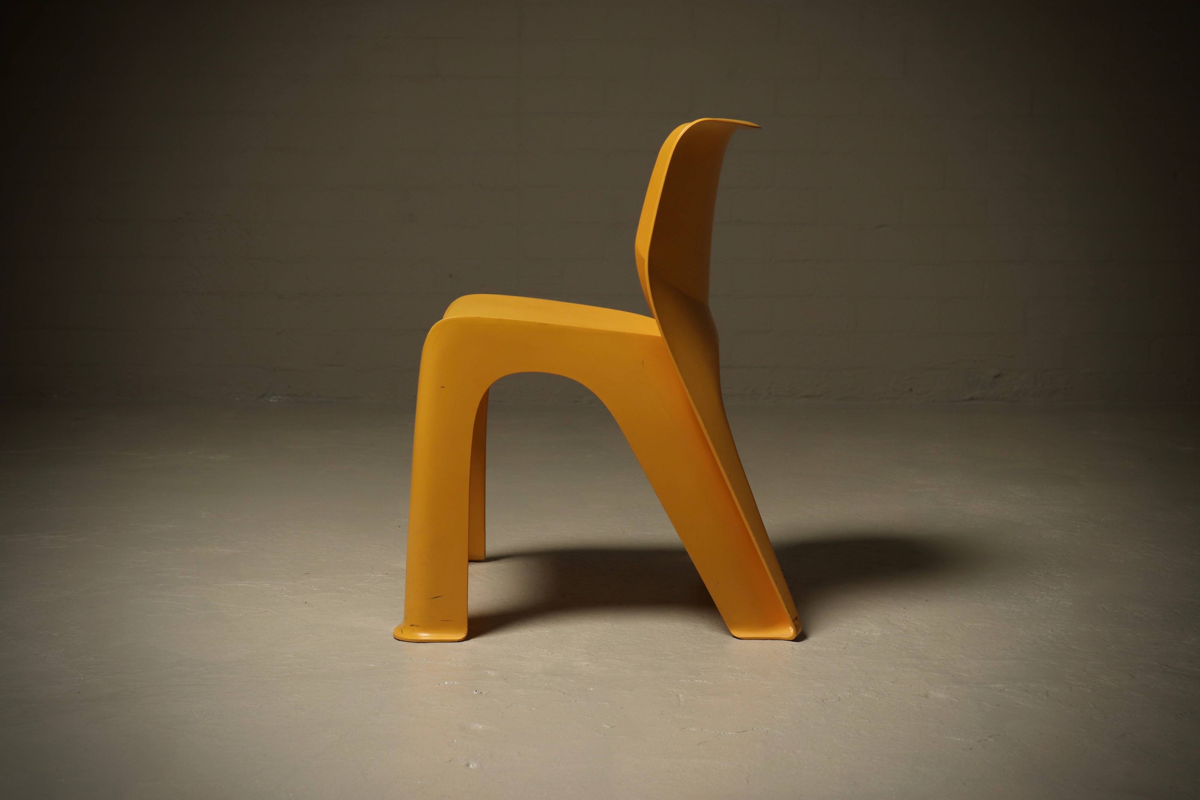 Sculptural Monobloc Chair in Yellow ABS Plastic 1970s