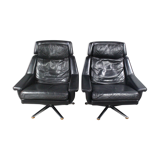 Danish Leather Swivel Lounge Chair by Werner Langenfeld for Esa Møbler, 1960s