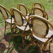 Set of 6 chairs bistro terrace "Parisian" rattan and brown braiding