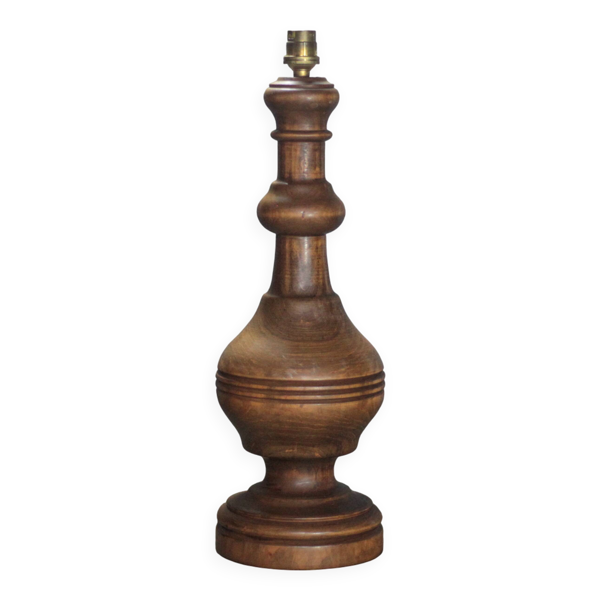 Large wooden lamp, vintage wooden lamp base, table lamp, living room lamp.