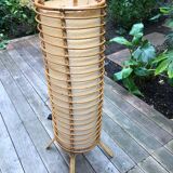 Bamboo, rattan and paper floor lamp from the 60s