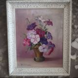 Reyne Marin DE PYERNE (20th century) Still life with bouquet of flowers oil on panel