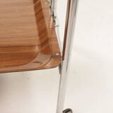 Chrome-plated metal and plywood serving trolley, 1970