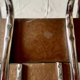 Vintage stepladder in Formica, wood and chromed metal