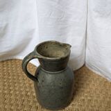 Blue glazed stoneware pitcher