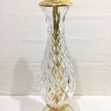 Crystal and bronze lamp base with square foot