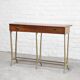 Sculptural wood & brass console table, italy 1950's