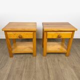 Pair of Swedish solid pine bedside tables from the 1980s