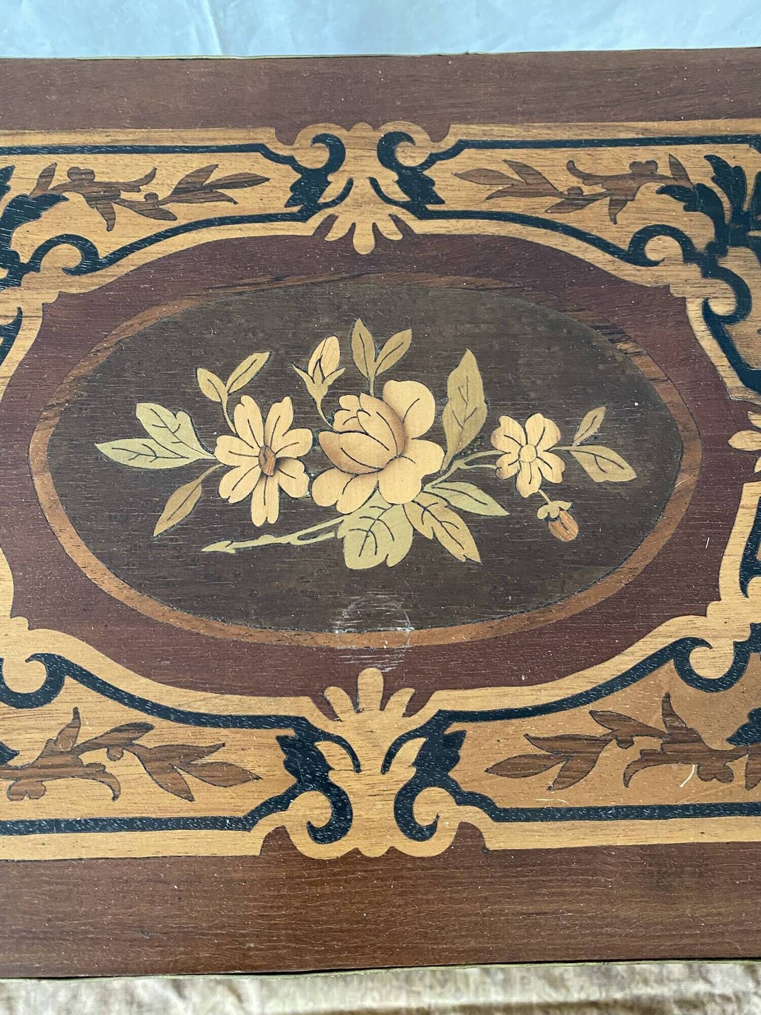 Side table, Napoleon III occasional table with 3 tiers in marquetry.