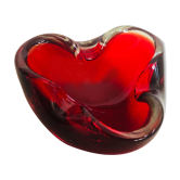 Cendrier verre de Murano rouge flamboyant