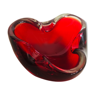 Cendrier verre de Murano rouge flamboyant