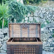 Imposing Indian Chest in Exotic Wood and Wrought Iron