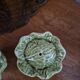 Vintage cabbage barbotine salt and pepper shaker duo