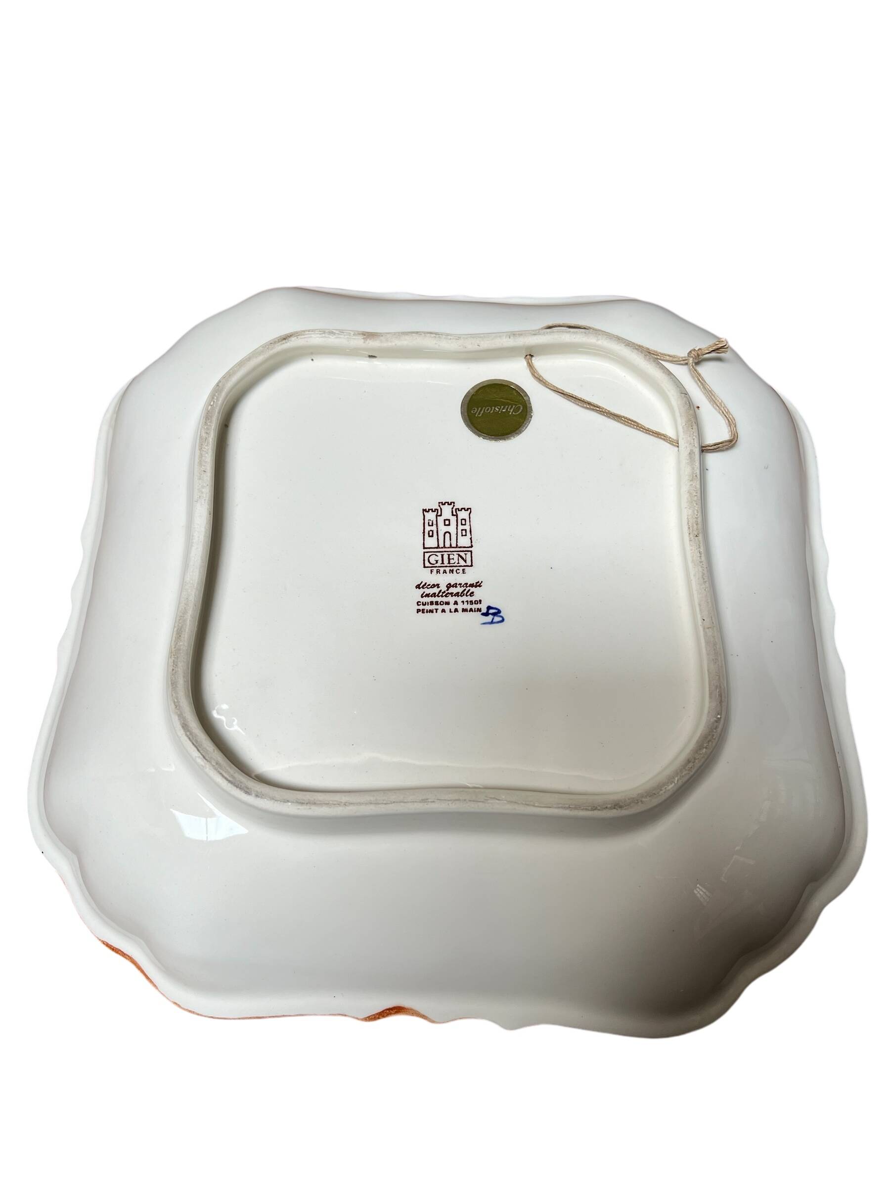 Gien earthenware dish, peony decoration