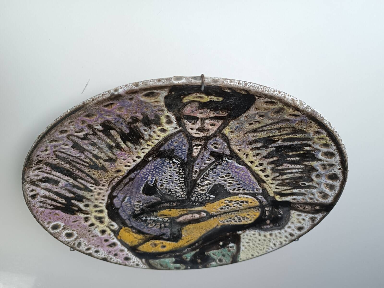Huguette & marius bessone large ceramic plate vallauris the guitarist 1
