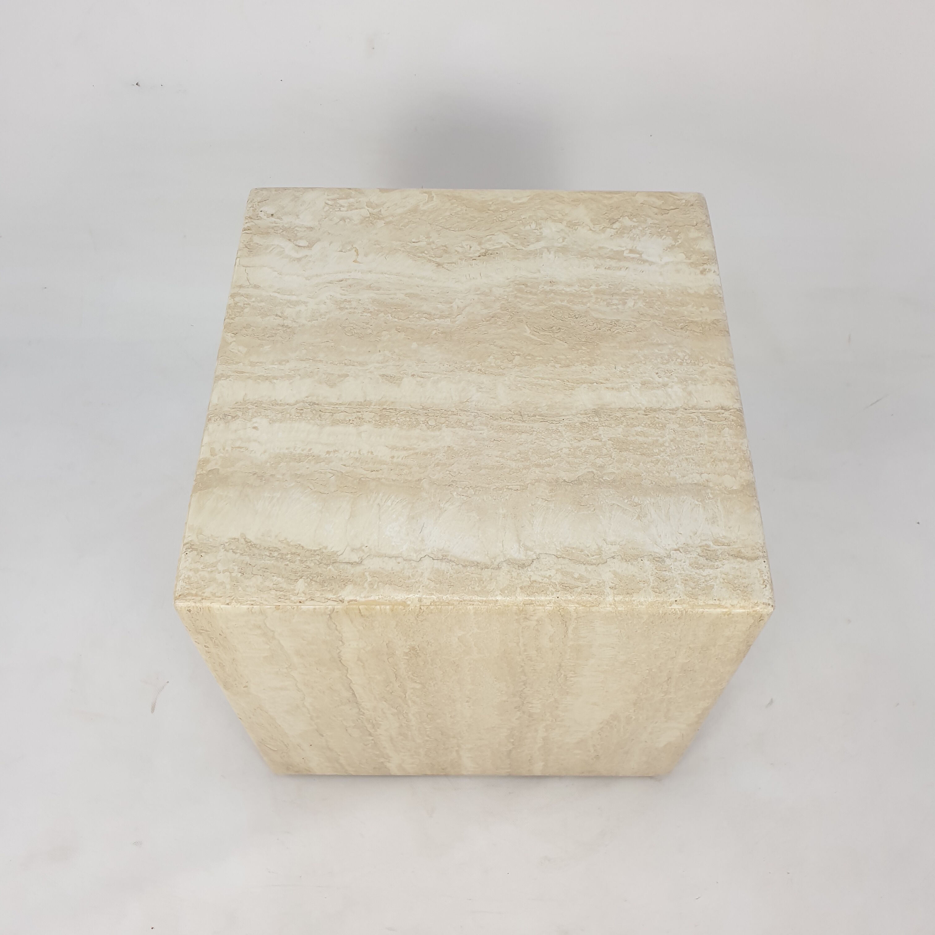 Italian Travertine Side Table, 1980's