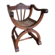 Armchair Curule Dagobert wood and rattan canning