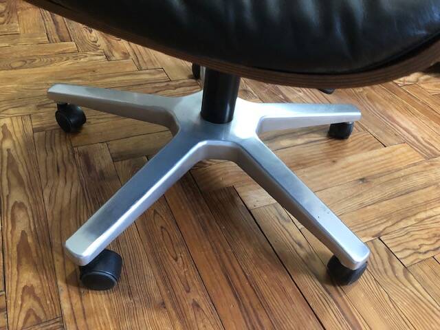 Office chair 1970 Stoll /Giroflex in black leather by Karl Ditter
