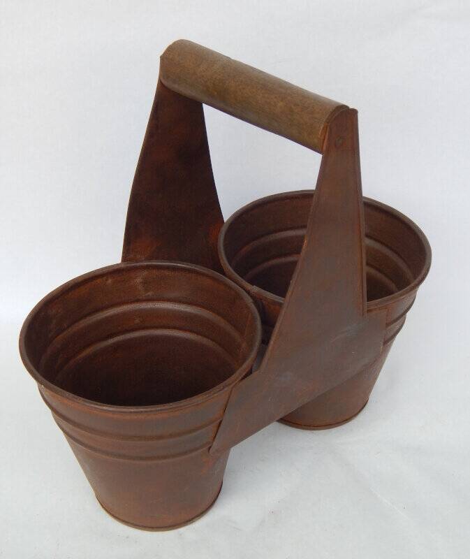 Antique Double Iron Metal Pot