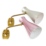 Pair of Articulated Conical Wall Lights in Stilnovo Style, Wall Lamps Italy, 1950s