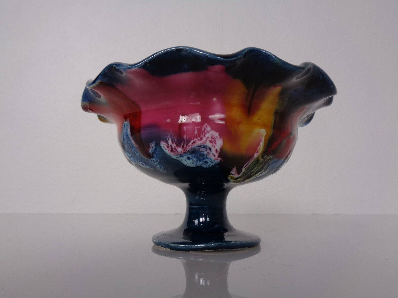 French multicoloured studio ceramic bowl from Vallauris, 1970s