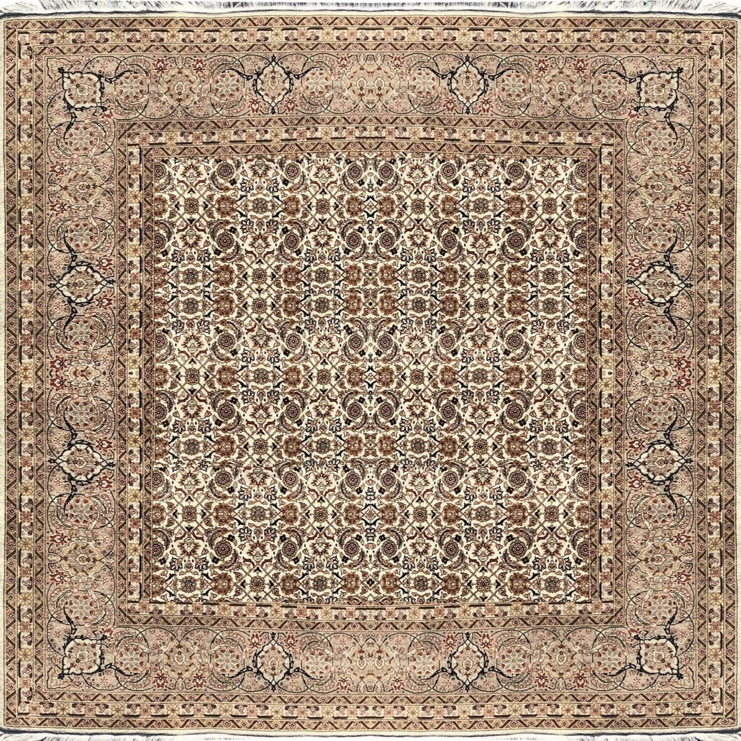 Iranian Tabriz oriental rug Wool and silk. Handmade: 2.00 X 2.00 meters