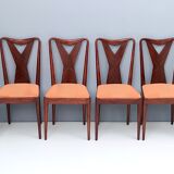 Set of Six Vintage Walnut Dining Chairs, Italy