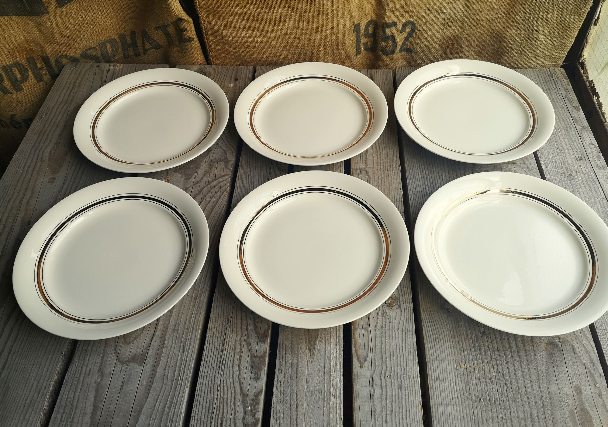 6 vintage cream plates with golden fillet by Villeroy Boch