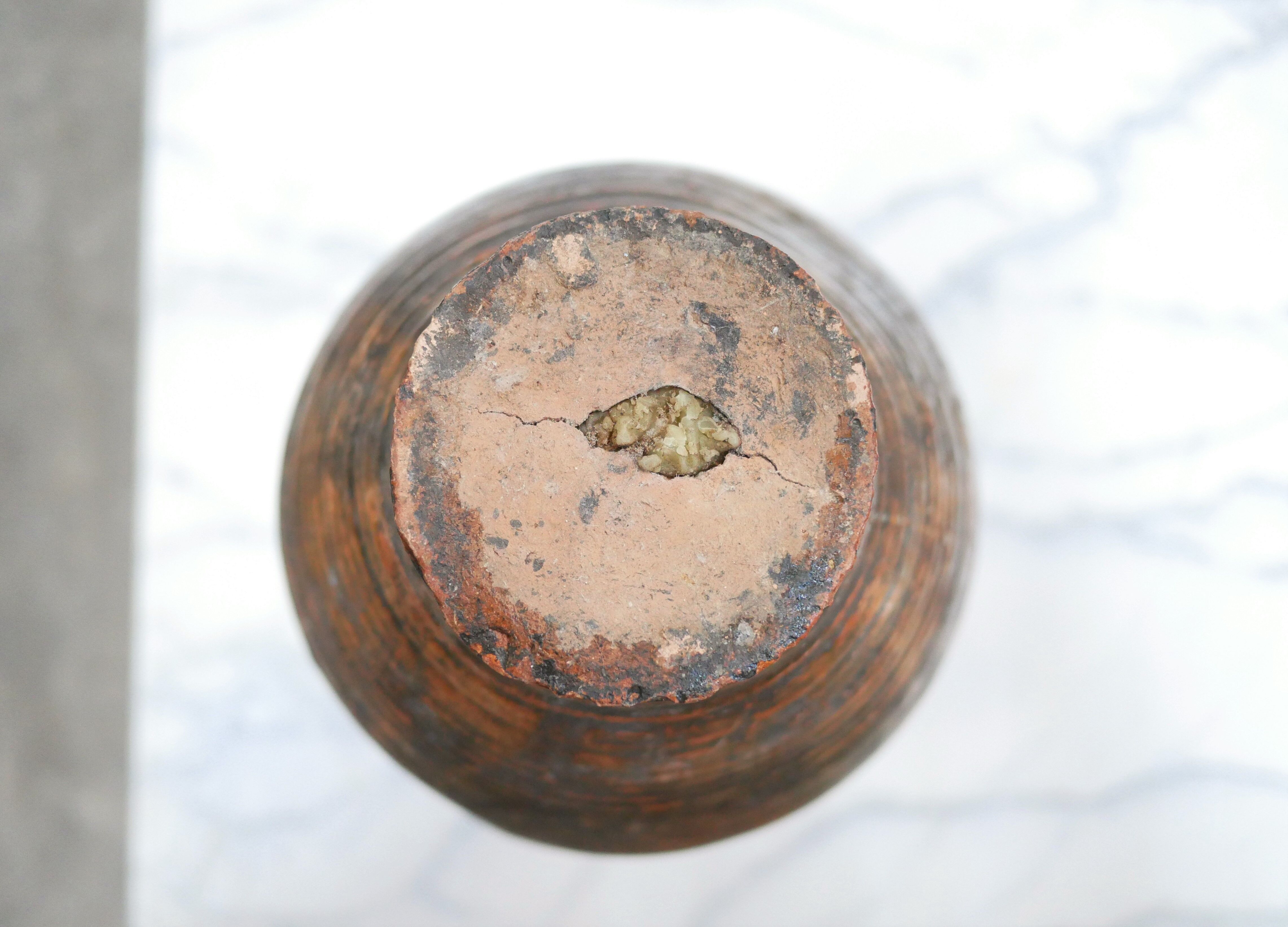 Vintage glazed terracotta jar