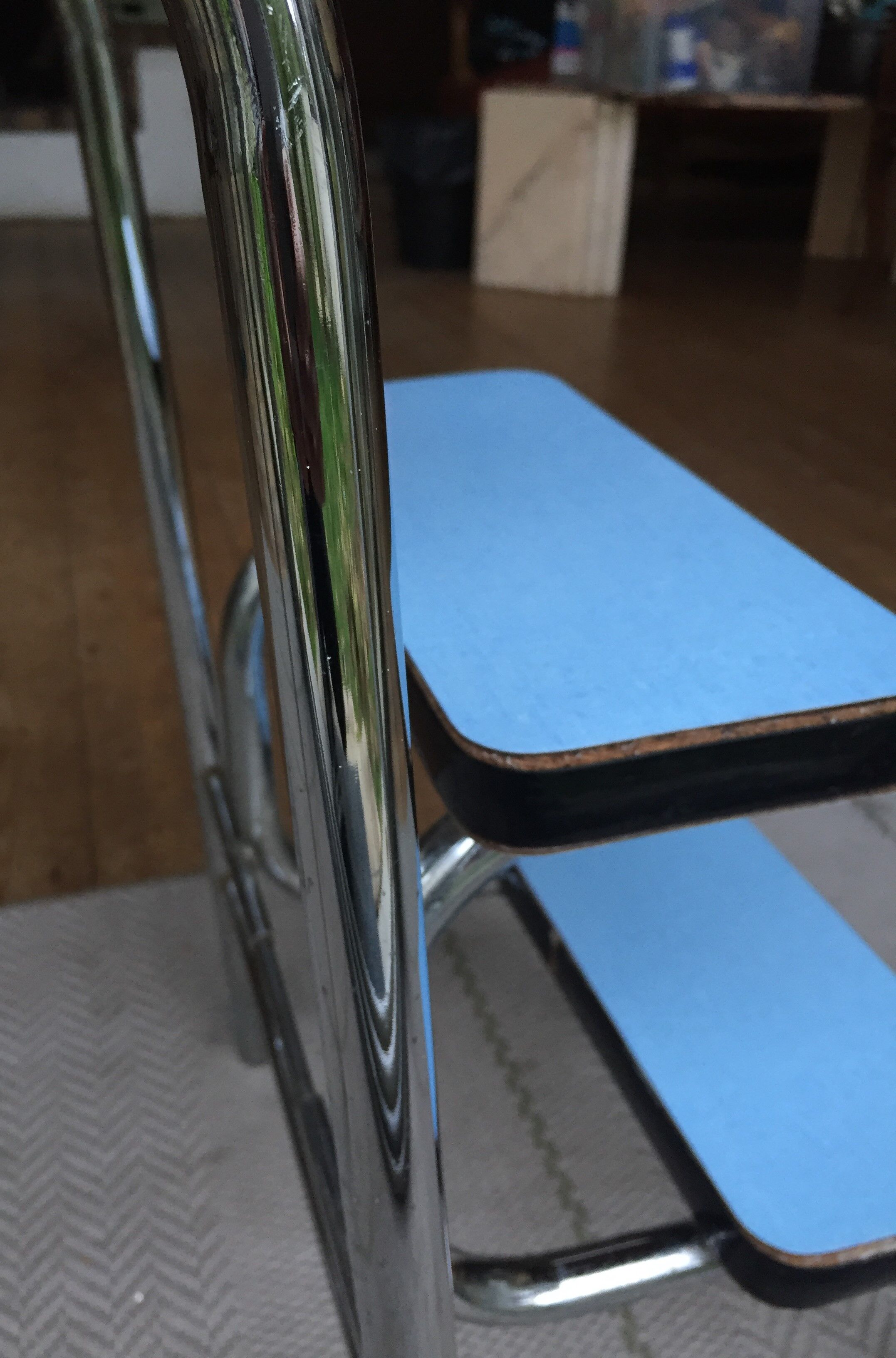 Steplady stepladder formica sky blue, 60/70s