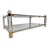 Table XL Laiton massif et Plexiglas-Style Jansen 1970