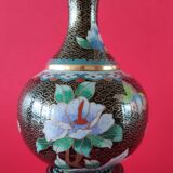 Pair of vintage cloisonné enamel vases from the 20th century H19 cm