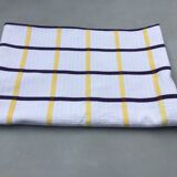 Ecru Basque fabric tablecloth with yellow and navy checks