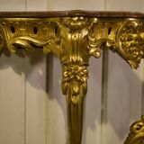 Console en bois doré et marbre XIXème