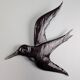 Pair of Metal Wall Sculptures Swallows, Signed, 1970s