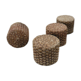 Set of 4 wooden and rope stools
