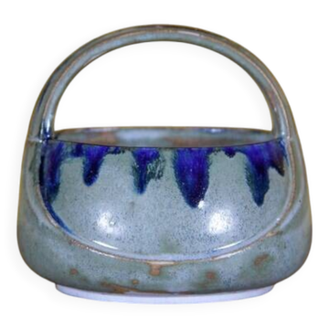 Céramique vintage, panier céramique vernissée, petit panier avec anse, collection
