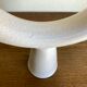 Brutalist candle holder made of white chamotte clay, 1980.