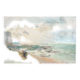 René LEVERD: Play of light on the sea, original signed watercolor