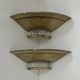 Pair of Art Deco corner sconces, brass and glass, France 1930