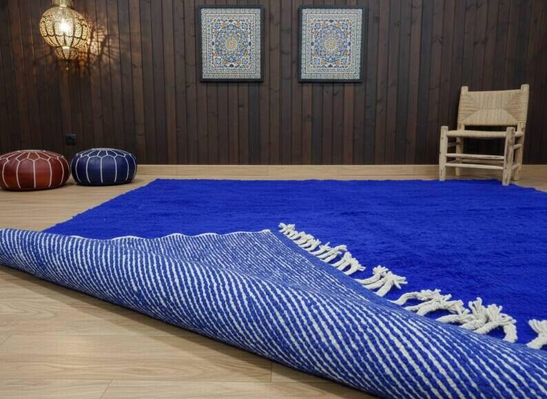 Handmade blue wool Berber rug 200cmx300cm
