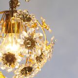 Lustre en verre doré et cristal de Palwa, Allemagne, années 1970