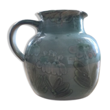 Blue grey pitcher floral decoration