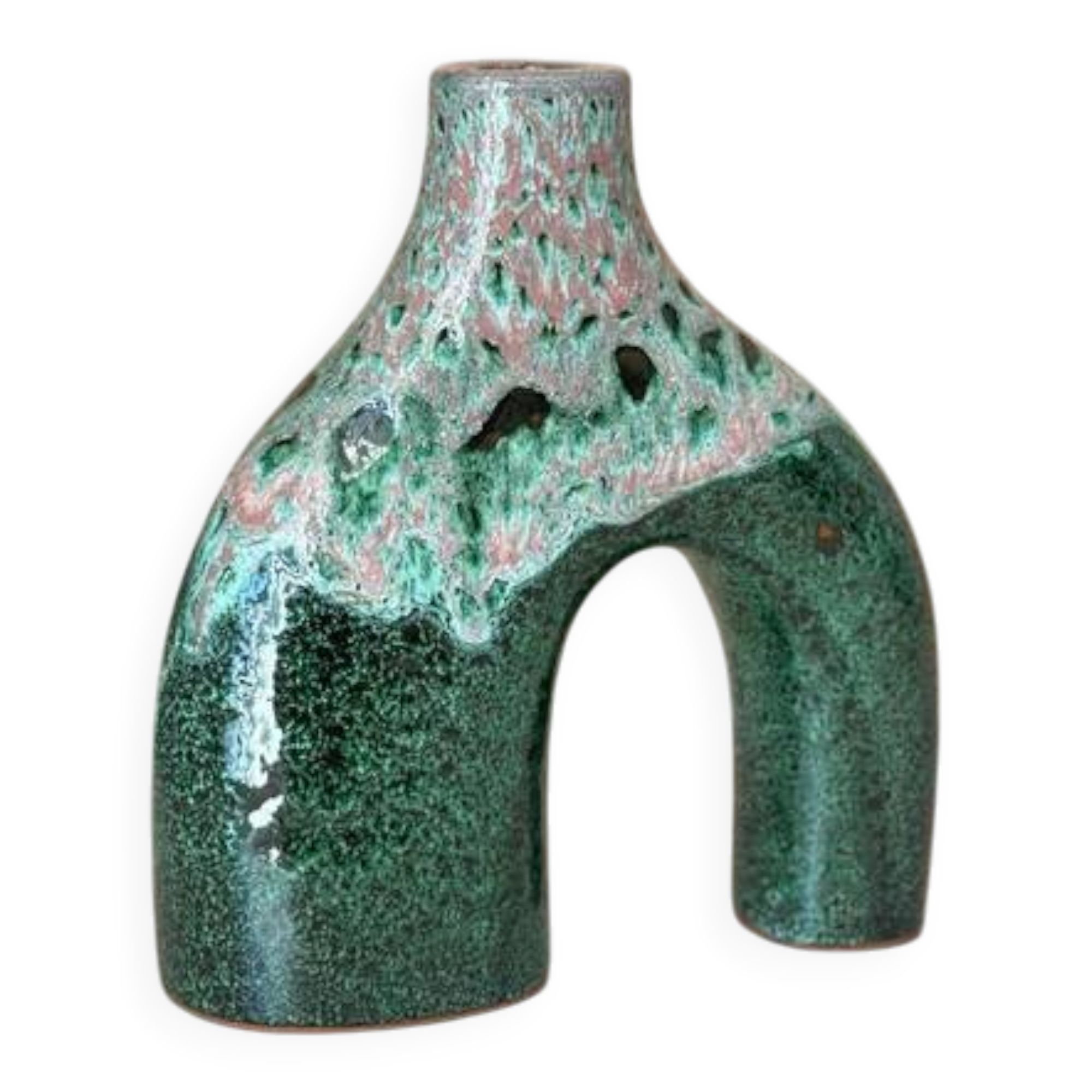 Medium varnished blue artisanal vase