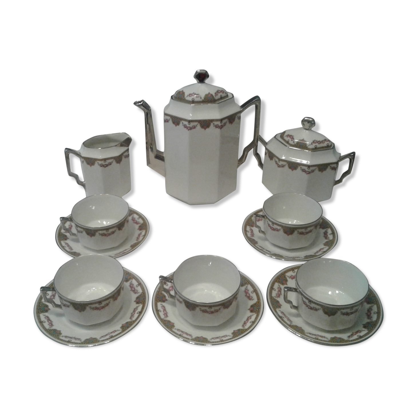 Service à thé ou café art deco Léon Texeraud  Elte  Limoges