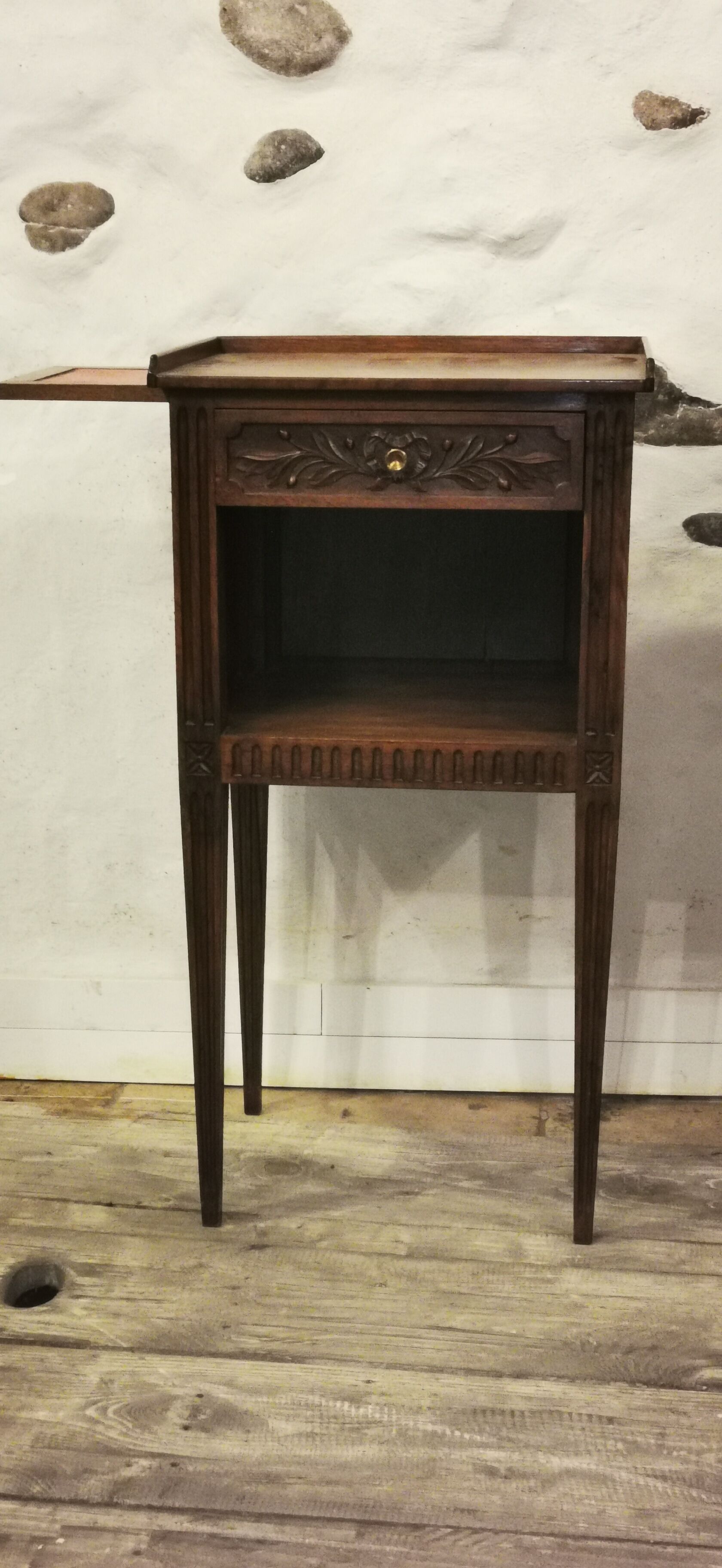 Louis XVI style walnut bedside pair