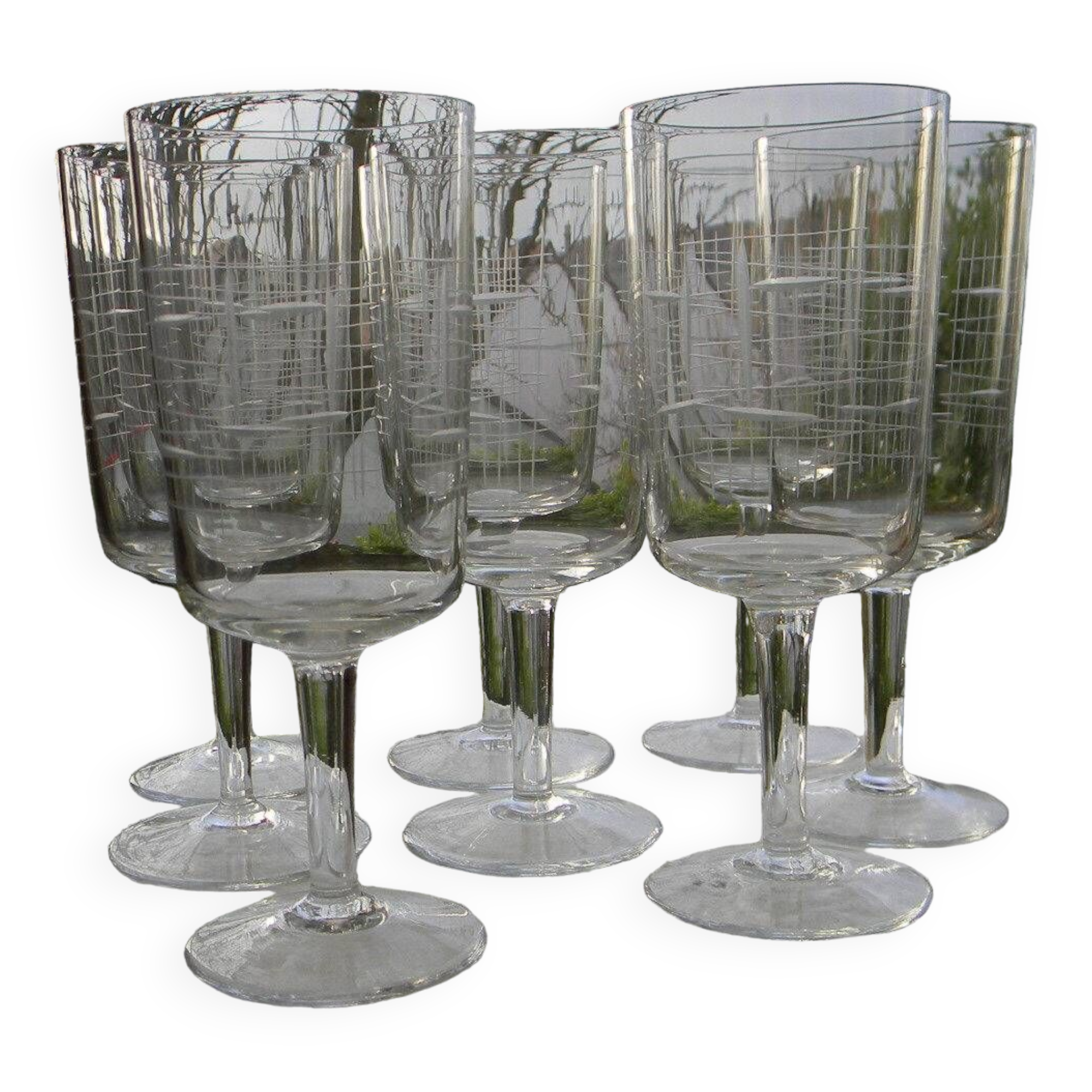 Lot de 8 verres à eau en verres années 1950.
