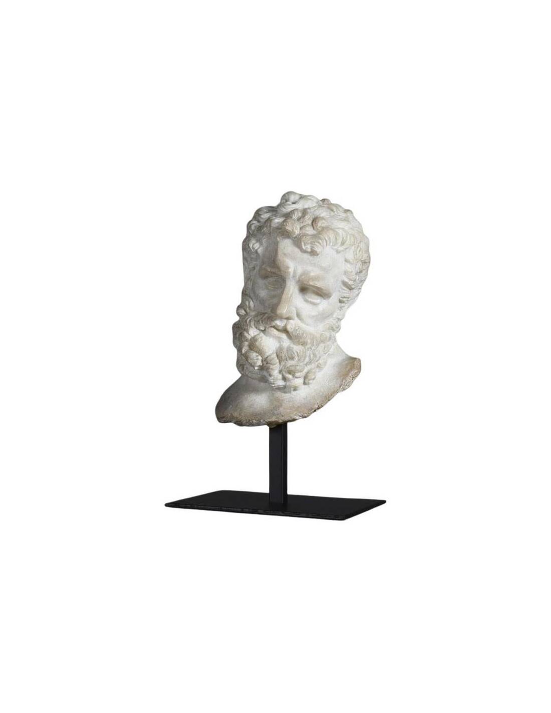 Hercules Head sculpture, small size, in resin and metal base.