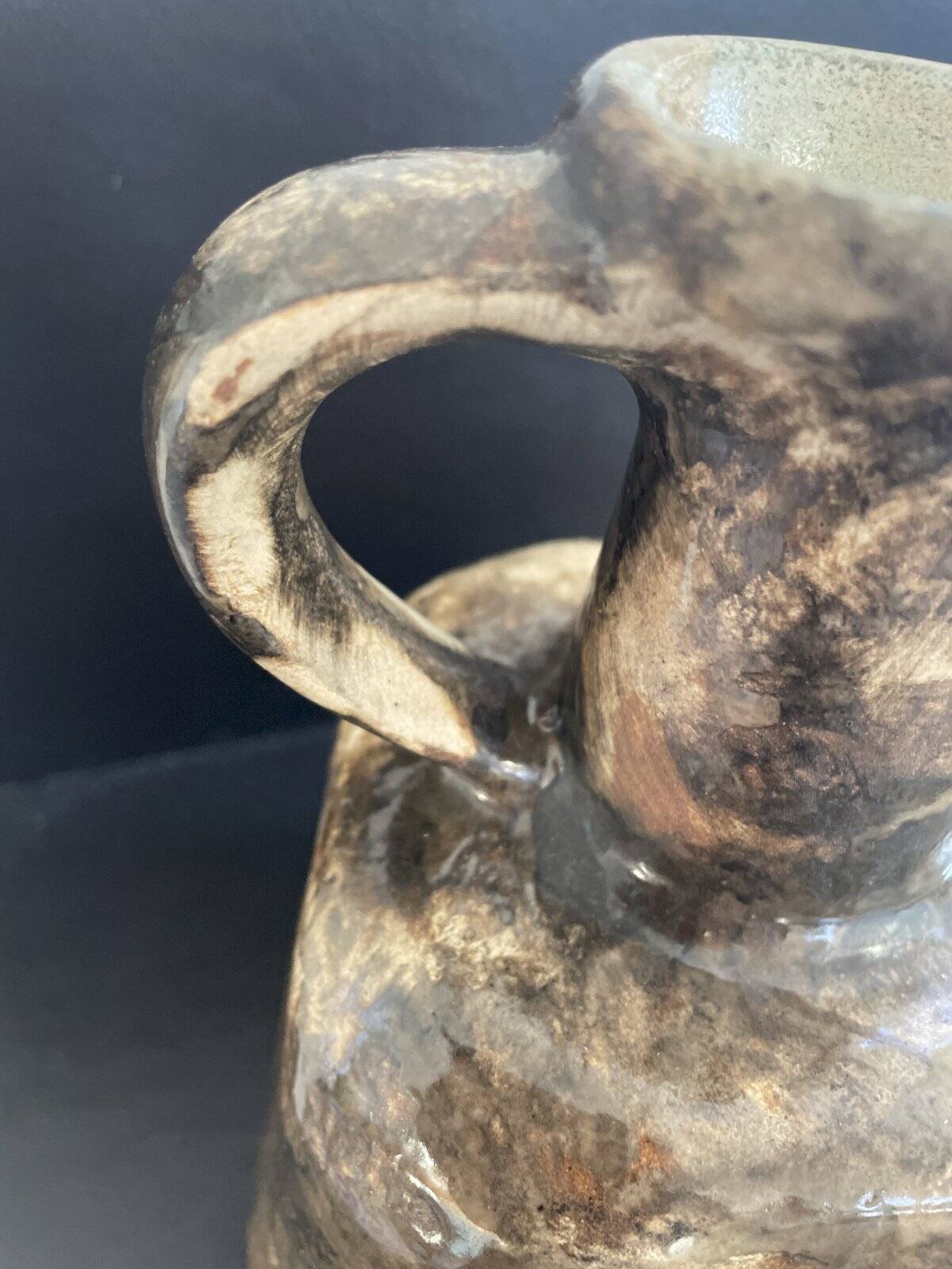 Brutalist brown terracotta pitcher vase